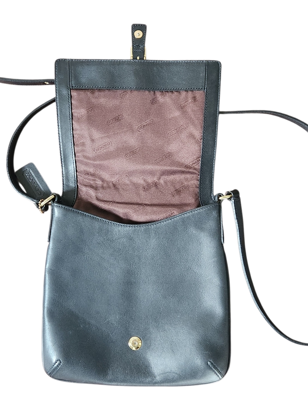 Vintage Coach Purse Shoulder Legacy Slim Black Leather Flap Crossbody 9592 EUC - Picture 6 of 12